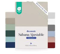 Dreamzie Sabanas 180 x 200 cm - Esquinas de 35 cm para Colchones Gruesos - 100% Microfibra, Beige, Certificada sin Productos Químicos (Oeko Tex), Sabanas Bajeras Completamente Elásticas