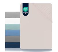 Dreamzie Sabanas 180x200 Ajustable - Microfibra Ultra Suave Oeko Tex Certificado - Sabana Bajera 180x200 - Beige Satinado