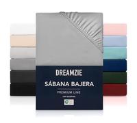 Dreamzie Sabanas 180x200 cm - Grandes Solapas de hasta 33 cm - 100% Microfibra - Gris - Certificada sin Productos Químicos (Oeko Tex), Sabanas bajeras Completamente Elásticas