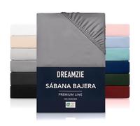 Dreamzie Sabanas 180x200 cm - Grandes Solapas de hasta 33 cm - 100% Microfibra - Antracita - Certificada sin Productos Químicos (Oeko Tex), Sabanas bajeras Completamente Elásticas