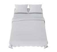 Dreamzie Sabanas 180x200 cm - Juego de Sabanas 4 Piezas - Poliéster Microfibra Cepillada - Sabana Bajera, Sabana Encimera Cama y 2 Fundas de Almohada (Sabanas Cama 180, Gris Claro)