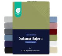 Dreamzie Sabanas 180x200 cm, Sabana Bajera Premium para Colchones de hasta 27 cm de Altura, 100% Algodon 150 g/m² - Anis - Certificada sin Productos Químicos (Oeko Tex)