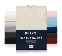 Dreamzie Sabanas 200x200 cm - Grandes Solapas de hasta 33 cm - 100% Microfibra - Beige - Certificada sin Productos Químicos (Oeko Tex), Sabanas bajeras Completamente Elásticas