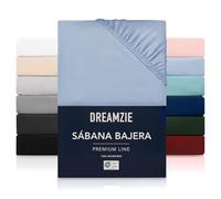 Dreamzie Sabanas 80x200 cm - Grandes Solapas de hasta 33 cm - 100% Microfibra - Azul - Certificada sin Productos Químicos (Oeko Tex), Sabanas bajeras Completamente Elásticas