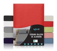 Dreamzie Sabanas 90x190/200 Ajustable - Algodon Oeko Tex Certificado - Rojo - Sábanas Bajeras 90 x 190/200-100% Jersey