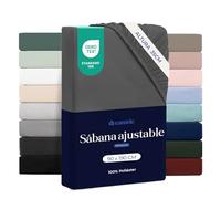 Dreamzie Sabanas 90x190 - Bonete 35 cm - Microfibra Suave - para Colchones Gruesos - Certificado Oeko-Tex - Gris Oscuro