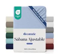 Dreamzie Sabanas 90x190 cm - Esquinas de 35 cm para Colchones Gruesos - 100% Microfibra, Azul, Certificada sin Productos Químicos (Oeko Tex), Sabanas Bajeras Completamente Elásticas