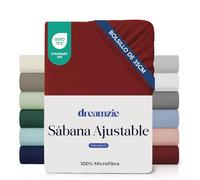 Dreamzie Sabanas 90x190 cm - Esquinas de 35 cm para Colchones Gruesos - 100% Microfibra, Burdeos, Certificada sin Productos Químicos (Oeko Tex), Sabanas Bajeras Completamente Elásticas