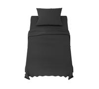 Dreamzie Sabanas 90x190 cm - Juego de Sabanas 3 Piezas - Poliéster Microfibra Cepillada - Sabana Bajera, Sabana Encimera Cama y 1 Fundas de Almohada (Sabanas Cama 90, Gris Oscuro)