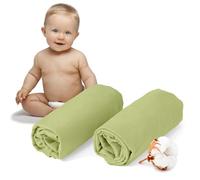 Dreamzie - Sábanas Bajeras Cuna 40x90cm - 100% Algodón Jersey - Lote de 2 | Sábana bebé Ajustable 50x90 y 40x90 · Colecho, Next2Me y Minicuna · Lavable a 60 °C · Certificado Oeko-Tex · Verde