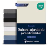 Dreamzie - Sabanas Topper 200x200 cm Algodon Elastica Confort Premium - Altura 18 cm para Sobrecolchón Fino - Certificado Oeko-Tex - Beige