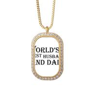 Dreang World's Best Dad and Husband - Collar con colgante de diamantes de cristal dorado