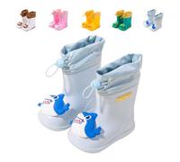 DRECAGE Botas de Agua para Niños y Niñas con Cordón ajustable en el Cuello, Botas de lluvia Caucho Goma de Dinosaurio Impermeable y Antideslizante