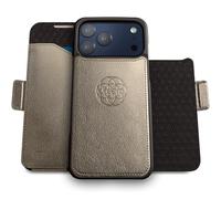 dreem for iPhone 17 Pro Case Wallet, Revolutionary Phone Stand, Vegan Leather, MagSafe-Fit, Magnetic Detachable Flip Cover, RFID Blocking Card Holder, Gift-Box [Fibonacci:Metal]