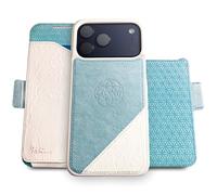 dreem for iPhone 17 Pro MAX Case Wallet, Revolutionary Phone Stand, Vegan Leather, MagSafe-Fit, Magnetic Detachable Flip Cover, RFID Blocking Card Holder, Gift-Box [Fibonacci:Light Blue/White]