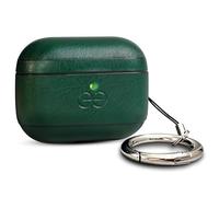 Dreem Om AirPod Pro 3 Case, Leather, with Keychain, Protective One-Piece Hard Shell, Compatible with AirPods Pro 3, Luxury Vegan Leather, with Reveal Motion Effect [Green]