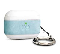 Dreem Om AirPod Pro 3 Case, Leather, with Keychain, Protective One-Piece Hard Shell, Compatible with AirPods Pro 3, Luxury Vegan Leather, with Reveal Motion Effect [Light Blue/White]