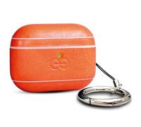Dreem Vegan Leather AirPods Pro 3 Case Cover, Keychain Carabiner Clip, for Apple AirPods Pro 3 Case, Leather + Protective Hard Plastic Shell, MagSafe Ok, with Reveal Motion Effect [Om:Orange]