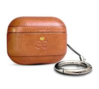 Dreem Vegan Leather AirPods Pro 3 Case Cover, Keychain Carabiner Clip, for Apple AirPods Pro 3 Case, Leather + Protective Hard Plastic Shell, MagSafe Ok, with Reveal Motion Effect [Om:Caramel]