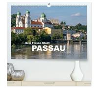 Drei Flüsse Stadt Passau (hochwertiger Premium Wandkalender 2026 DIN A2 quer), Kunstdruck in Hochglanz: Die sehenswerte Stadt Passau zwischen Donau, Inn und Iltz