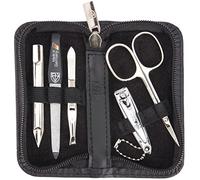 Drei Schwerter - Exclusivo juego de manicura y pedicura de 5 utensilios - Juego para el cuidado de las uñas/funda, fabricado en Solingen, varios colores, piel auténtica