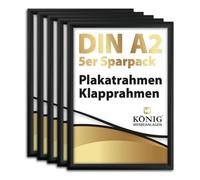 Dreifke 5 marcos para carteles DIN A2, perfil de aluminio de 25 mm, negro, incluye disco protector antirreflejos, marco plegable de aluminio, marco intercambiable, paquete de 5 unidades