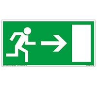 Dreifke® extra 160 - Cartel de salida de emergencia (PVC, autoadhesivo, 297 x 148 mm, según BGV 8A, DIN 67510, señal de salida de emergencia, flecha derecha, señal de escape, camino de rescate,