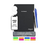 Dreiklang - be smart - Cuaderno A5 Reutilizable con Funda de Tela calidad - Estuche con Soporte para 2 Bolígrafos, Bolsillo Interior y Asa