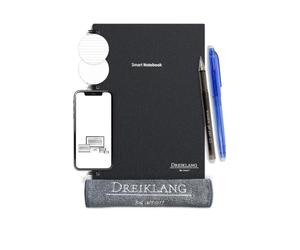 Dreiklang - be smart Cuaderno Reutilizable Espiral A5 con Agenda - Bloc, Rayado & Punteado, incl. 2 Bolígrafos Roller & Paño