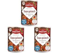 DREISTERN Sopa de Gulash Picante 400 g I Con carne de res tierna & verduras I Guiso picante en lata reciclable I Larga duración gracias a la conservación natural I Calidad casera (Paquete de 3)