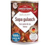 DREISTERN Sopa de Gulash Picante 400 g I Con carne de res tierna & verduras I Guiso picante en lata reciclable I Larga duración gracias a la conservación natural I Calidad casera