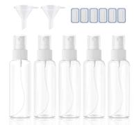 DreiWasser Botellas de spray de plástico vacías de 100 ml, botella de niebla fina transparente, portátil, atomizador, juego de botellas de spray para perfumes, aceites esenciales y cosméticos (5 x 100