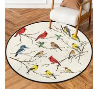 Drekrid Alfombra redonda de 90 cm - Alfombra de entrada con círculos cardenales retro, antideslizante, lavable, para interiores, sala de estar, sofá, dormitorio, debajo de la mesa de comedor