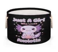 Drekrid Axolotls - Cestas de almacenamiento grandes, color morado, organizador redondo con asas, cesta plegable para ropa sucia para juguetes de niños, manta, dormitorio, sala de estar, decoración del