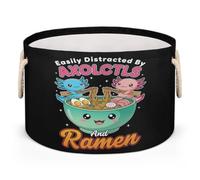 Drekrid Axolotls - Cestas de almacenamiento grandes, organizador redondo con asas, cesta plegable para ropa sucia para juguetes de niños, manta, dormitorio, sala de estar, decoración del hogar, cesta