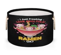 Drekrid Axolotls Ramen - Cesta organizadora redonda con asas, cesta de lavandería plegable para juguetes de niños, manta, dormitorio, sala de estar, decoración del hogar, cesta de regalo
