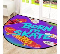 Drekrid Born To Skate - Tapete grande de medio círculo, lavable, antideslizante, semicircular, absorbente, para cocina, baño, dormitorio, 160 x 100 cm