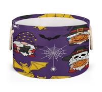 Drekrid Canastas de almacenamiento redondas grandes - Gnomos de Halloween, gatos negros, guardería, plegable, cesta organizadora para ropa sucia para juguetes de niños, manta, dormitorio, sala de