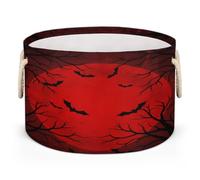 Drekrid Canastas de almacenamiento redondas grandes - Halloween luna de sangre plegable para guardería, cesta organizadora para ropa sucia para juguetes de niños, manta, dormitorio, sala de estar
