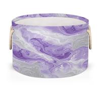 Drekrid Canastas de almacenamiento redondas grandes - Lavanda púrpura mármol cuarto de bebé plegable cesta de lavandería para juguetes de niños, manta, dormitorio, sala de estar, decoración del hogar