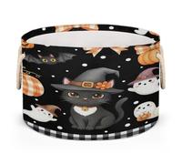 Drekrid Canastas de almacenamiento redondas grandes - Organizador plegable para guardería de gatos negros de Halloween, cesta de lavandería para niños, manta de juguetes, dormitorio, sala de estar