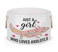 Drekrid Cestas de almacenamiento grandes - Axolotls - Caja organizadora redonda con asas, cesta plegable para ropa sucia para juguetes de niños, manta, dormitorio, sala de estar, decoración del hogar