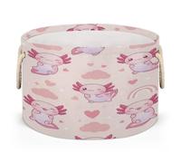 Drekrid Cestas de almacenamiento grandes - Axolotls Rainbows, corazones, guardería, caja organizadora redonda con asas, cesta plegable para ropa sucia para juguetes de niños, manta, dormitorio, sala