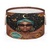 Drekrid Cestas de almacenamiento grandes - I Am Queen - Caja organizadora redonda con asas, cesta plegable para ropa sucia para juguetes de niños, manta, dormitorio, sala de estar, decoración del