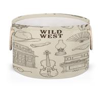 Drekrid Cestas de almacenamiento grandes - Wild West Saloon Nursery Organizador redondo con asas, cesta plegable para ropa sucia para juguetes de niños, manta, dormitorio, sala de estar, decoración