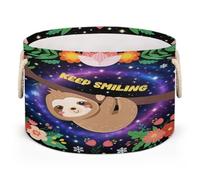 Drekrid Cestas de almacenamiento redondas grandes - Perezoso sigue sonriendo cuarto de bebé, plegable, organizador de ropa sucia para juguetes de niños, manta, dormitorio, sala de estar, decoración