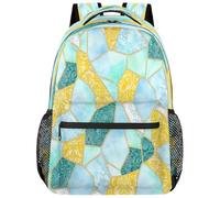 Drekrid Kintsugi - Mochila escolar de viaje para mujeres y hombres, color azul dorado, ligera, para niños y niñas, para laptop de 15.6 pulgadas, para estudiantes universitarios, escuela secundaria