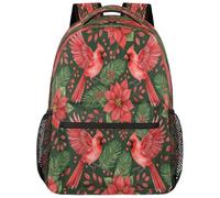 Drekrid Mochila escolar de viaje para hombres y mujeres - Cardinal Poinsettia ligera para niños y niñas, mochila para laptop de 15.6 pulgadas para estudiantes universitarios, escuela secundaria