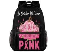 Drekrid Mochila escolar de viaje para hombres y mujeres, concienciación sobre el cáncer de mama, octubre, ligera, para niños y niñas, mochila para libros de 15.6 pulgadas para estudiantes