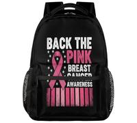 Drekrid Mochila escolar de viaje para hombres y mujeres - Concientización sobre el cáncer de mama, mochila ligera para niños y niñas, mochila para laptop de 15.6 pulgadas para estudiantes
